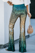 Sequin Gradient High Waist Flared Pants