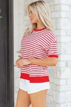 Stripe Drop Shoulder Short Sleeve T-Shirt