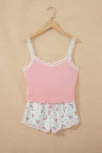 Floral Ribbed Crop Top & Shorts Lounge Set