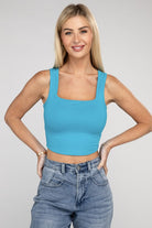 Women's Shirts - Cropped TopsCotton Square Neck Cropped Cami Top - VacationGrabs