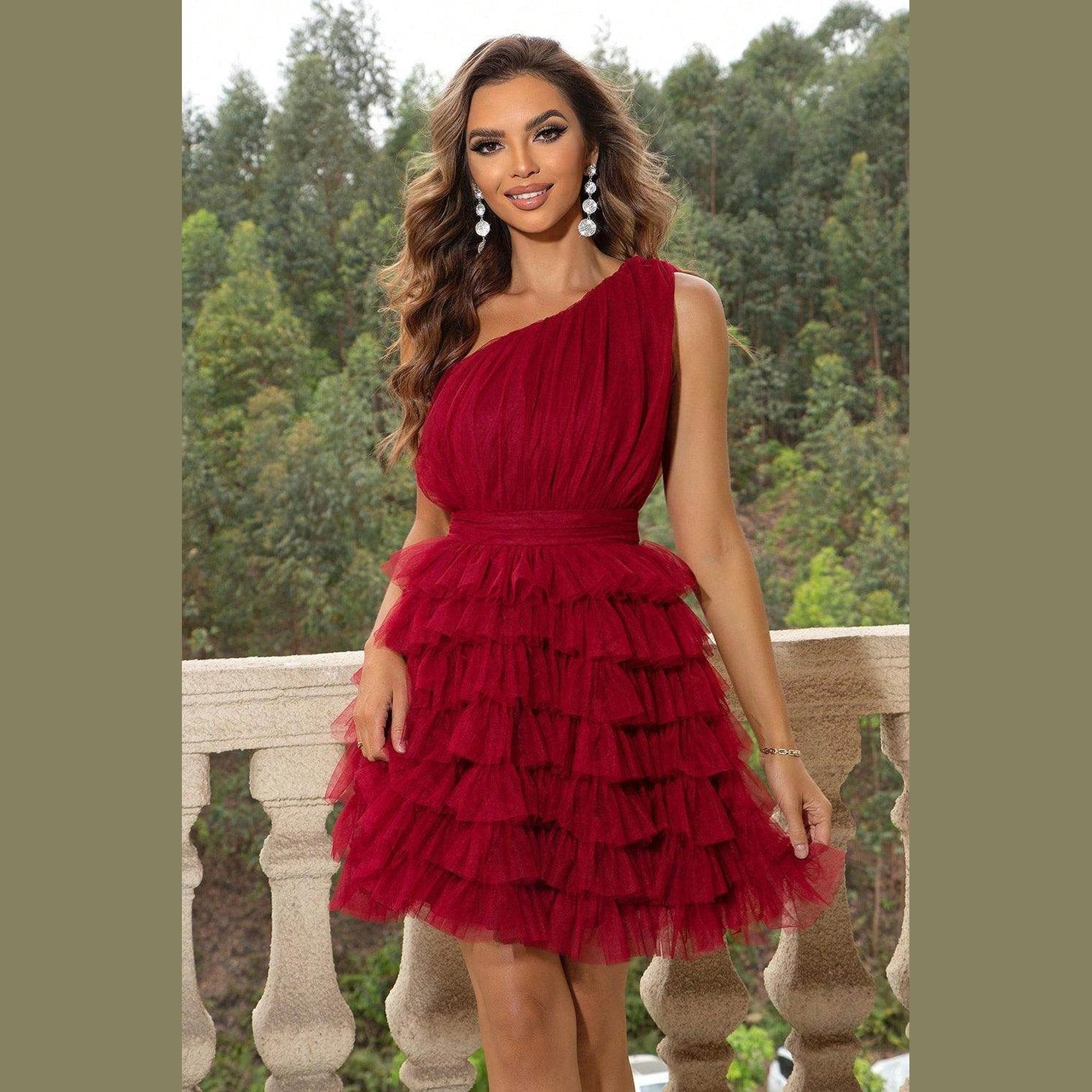 Womens One-Shoulder Sleeveless Dress - VacationGrabs