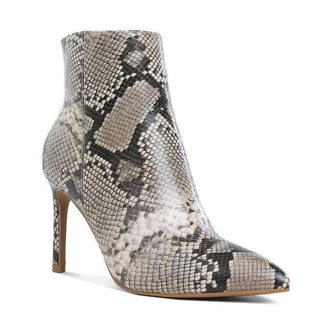 Rag Company textured stiletto heel ankle boots in snakeskin pattern for trendy style