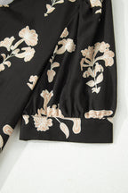 Floral Frilled V-Neck Puff Sleeve Mini Dress