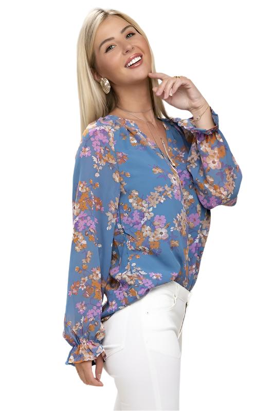 Women's ShirtsWomen's Floral Chiffon Blouse - VacationGrabs