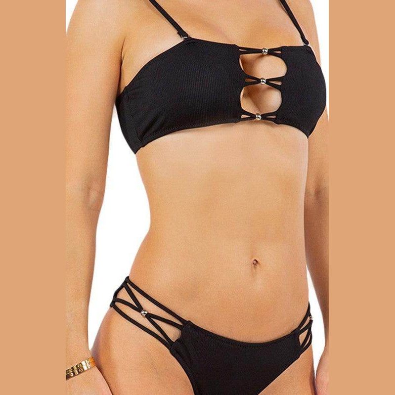 Two Piece Bikini With Lace Cut Out - VacationGrabs