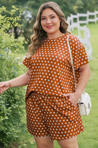 Plus Size Polka Dot Tee & Loose Shorts Set