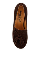 Aloha Tassels Detail Genuine Suede Loafers - VacationGrabs
