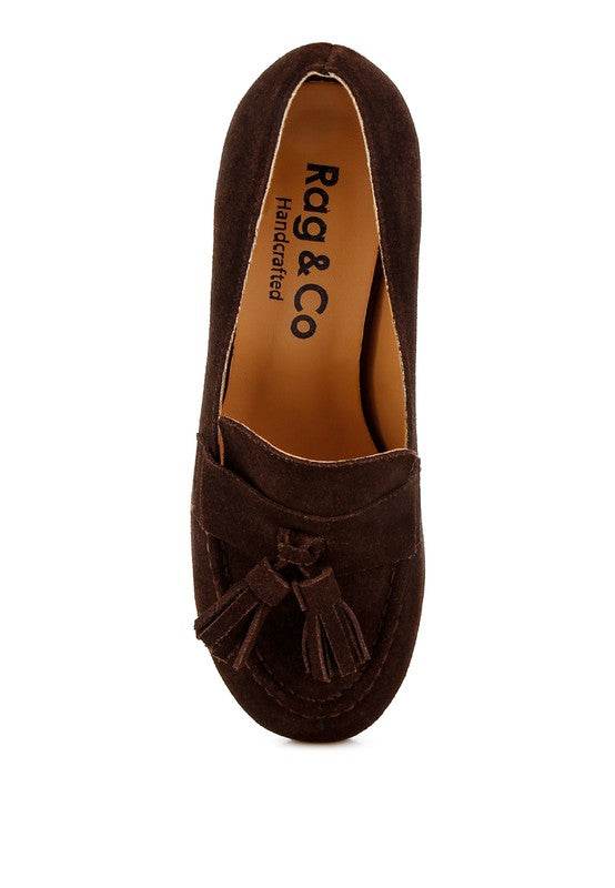 Aloha Tassels Detail Genuine Suede Loafers - VacationGrabs