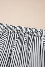 Stripe Wide Leg Elastic Drawstring Pants