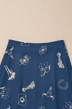 Western Lace Trim High Waist Maxi Skirt
