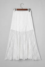 Floral Sheer Lace Flowy Maxi Skirt