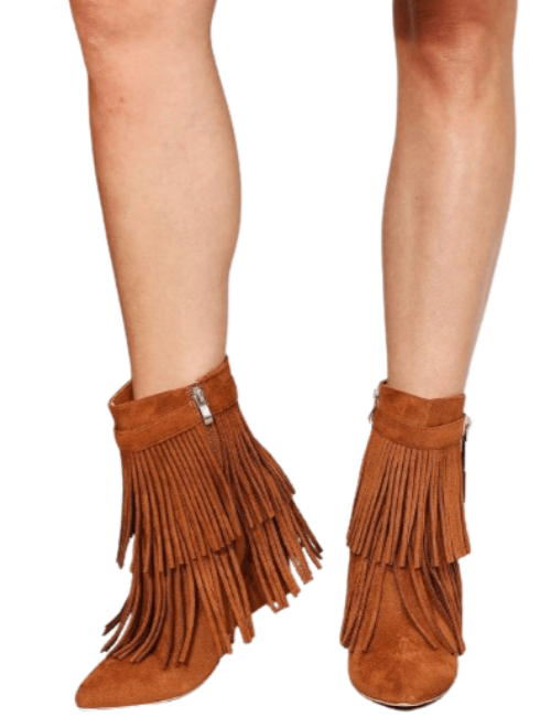 Women's Shoes - Boots Tassel Wedge Heel Ankle Boots