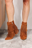 Tassel Wedge Heel Ankle Boots - VacationGrabs