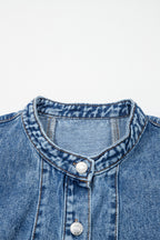 Western Denim Belted Button Down Sleeveless Dress