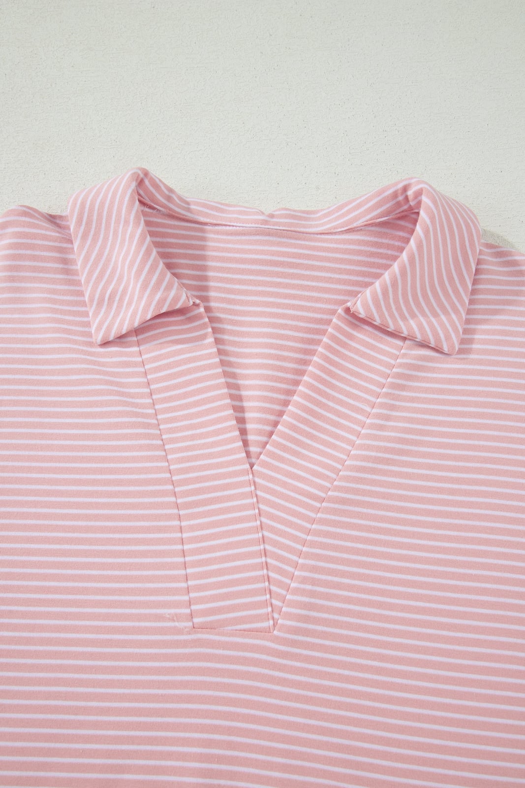 Stripe Dolman Sleeve Polo Shirt & Drawstring Shorts Set