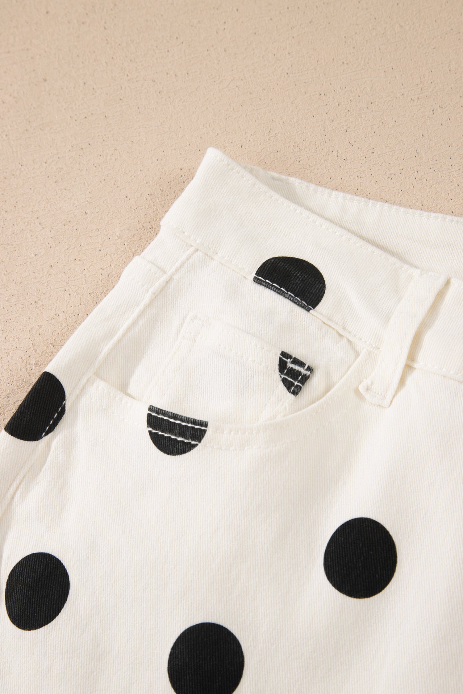 Polka Dot Wide Leg Ankle Length Jeans