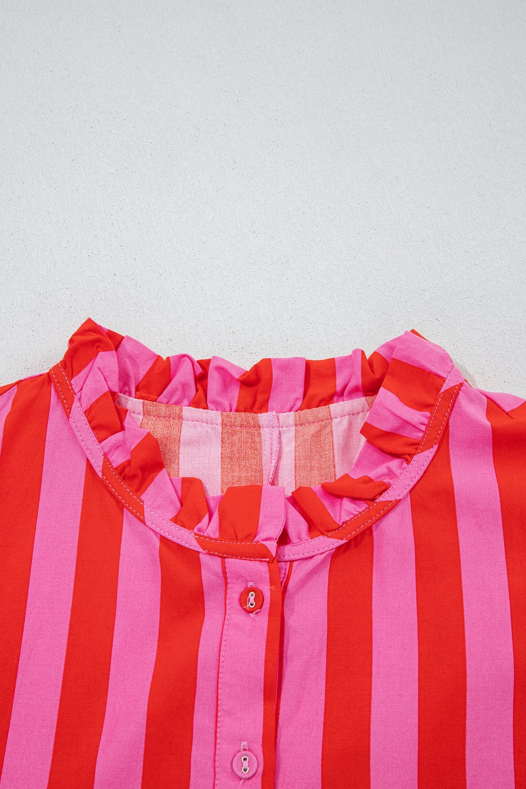 Stripe Half-Button Puff Sleeve Mini Dress