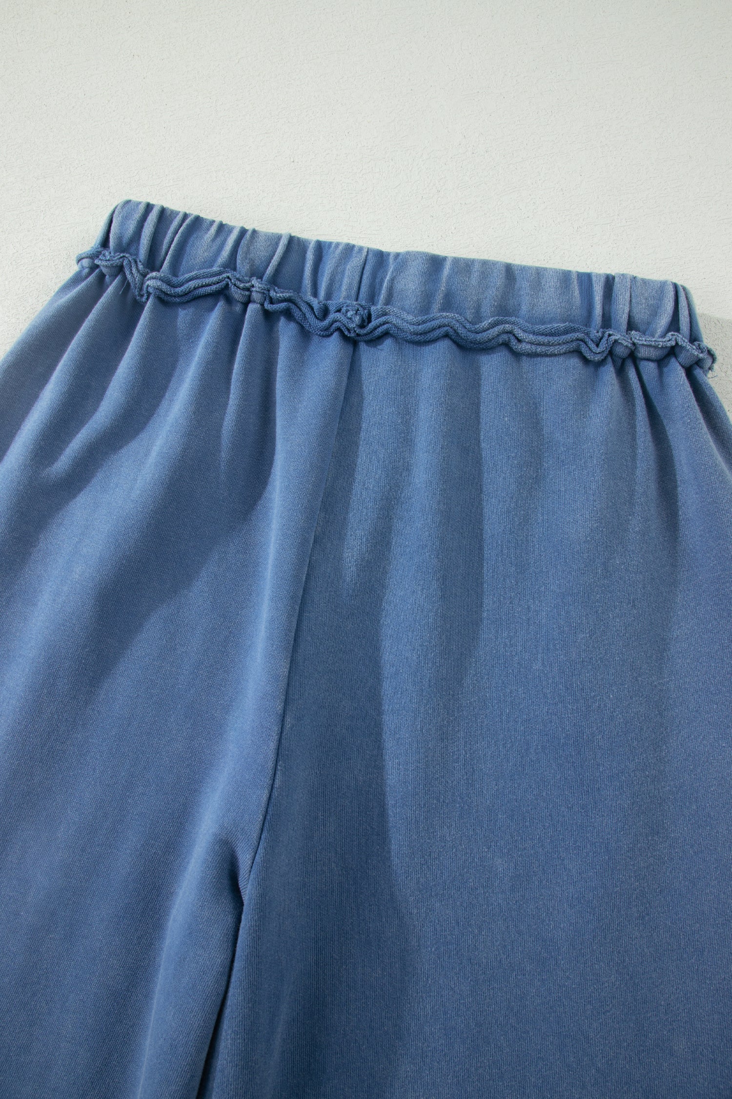 Solid Mineral Wash Drawstring Wide Leg Pants