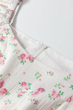 Floral Long Sleeve Ruffle Flared Mini Dress