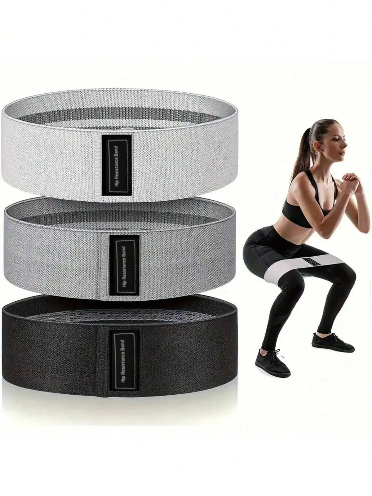 Fabric resistance bands for glutes in gray, black, and white for effective workouts