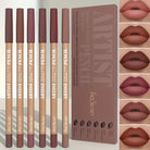 velvet matte lip liner set in various nude shades for precise application