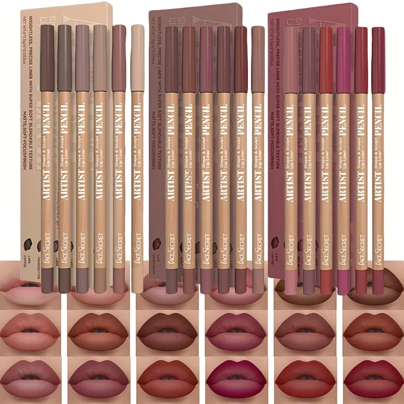 velvet matte lip liner set in various shades for precise and smooth application