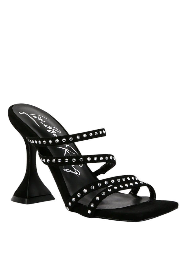 Face Me Studded Spool Heel Multi Strap Sandals