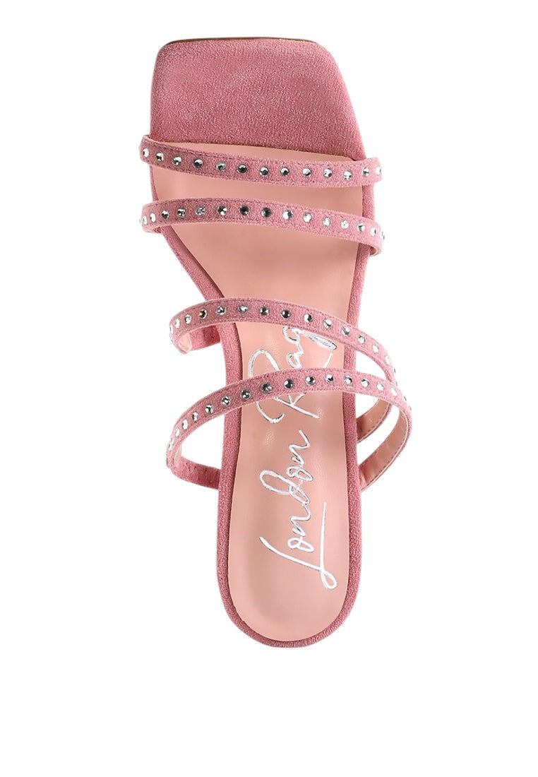 Sandales à brides multiples et talon bobine clouté Face Me
