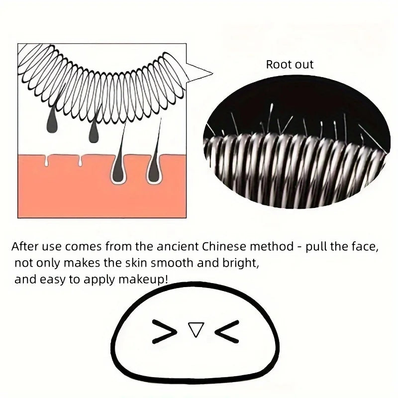 Facial hair removal tool, silver metal, for smooth and bright skin