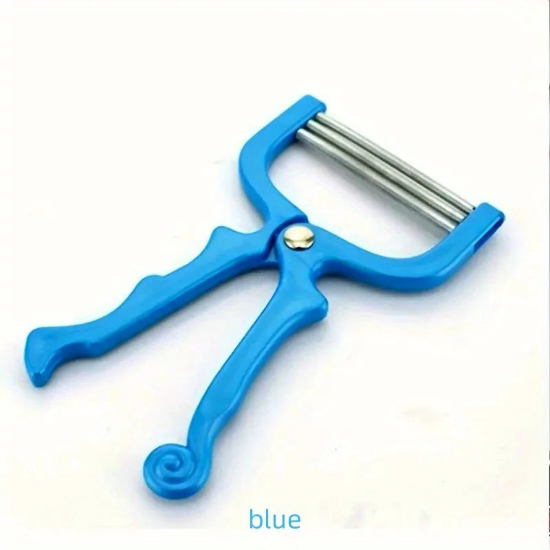 Blue facial hair removal tool, plastic, designed for easy hair removal