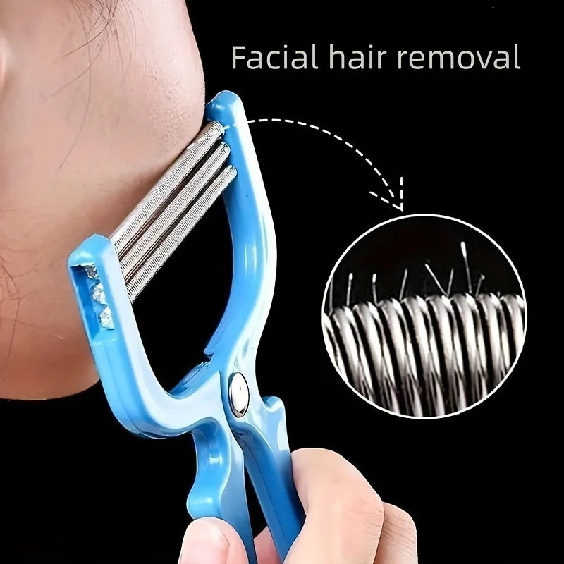 Facial hair removal tool in blue, designed for easy hair removal