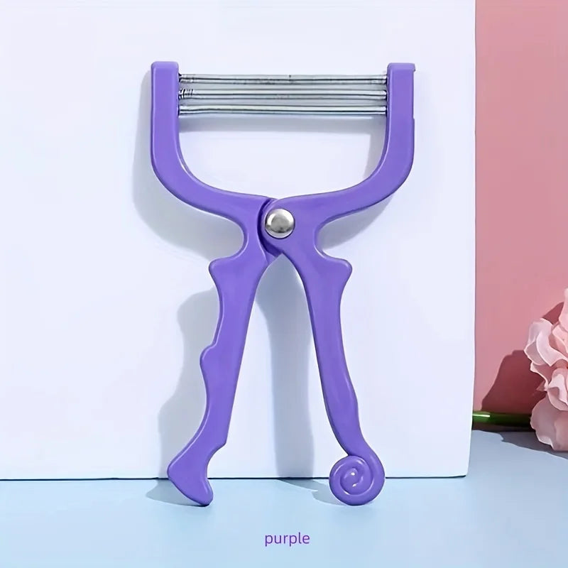 Purple facial hair removal tool, ergonomic design for easy use