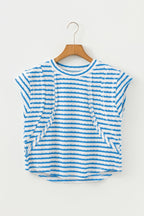 Stripe Textured Patchwork Short Sleeve T-Shirt