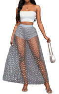 VacationGrabs Long Sheer Lace Skirt with Shorts
