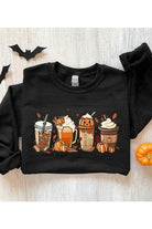 Color Bear fall fleece sweatshirt featuring festive drink illustrations and seasonal elements