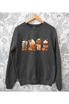 Color Bear fall fleece sweatshirt featuring cozy autumn-themed drink designs