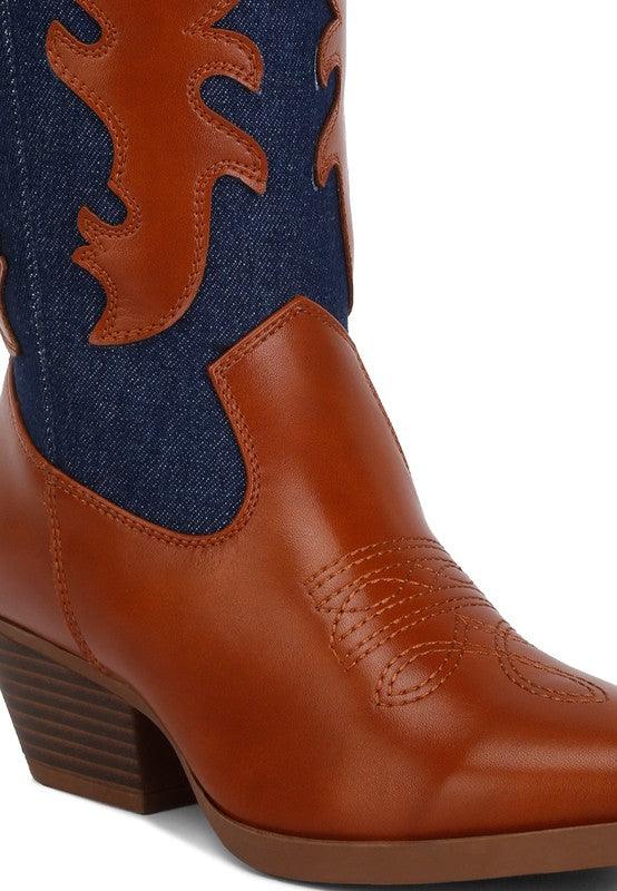 Women's Shoes - Boots Fallon Faux Leather Patchwork Cowboy Boots