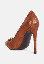 Fanfare Croc Stiletto Pump Heels