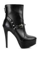 Rag Company women's fashion ankle boots online in black with studded details and high heels
