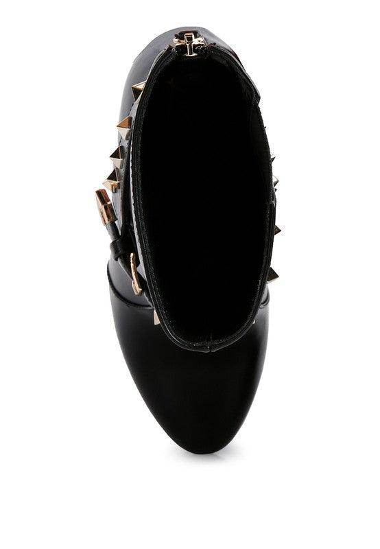 Rag Company black fashion ankle boots online with studded details and sleek design