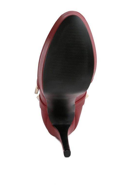 Rag Company women's fashion ankle boots online in red with a sleek pointed toe design