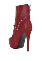 Stylish red Rag Company fashion ankle boots online with studded accents and high heels