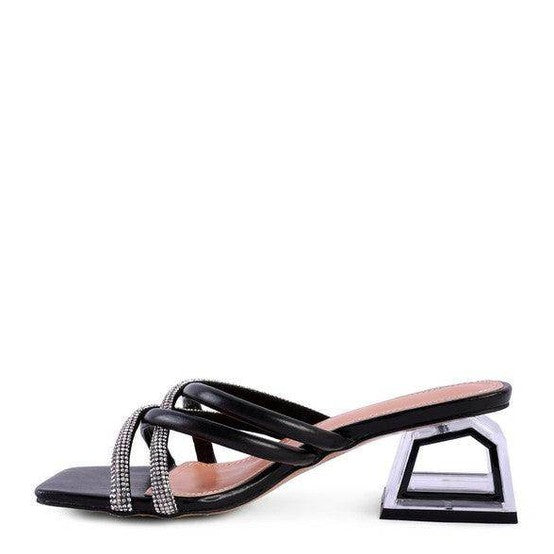 Stylish women's fashion block heel shoes with rhinestone details for elegant occasions