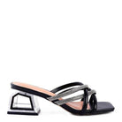 Rag Company stylish black fashion block heel shoes with sparkling details for a chic look