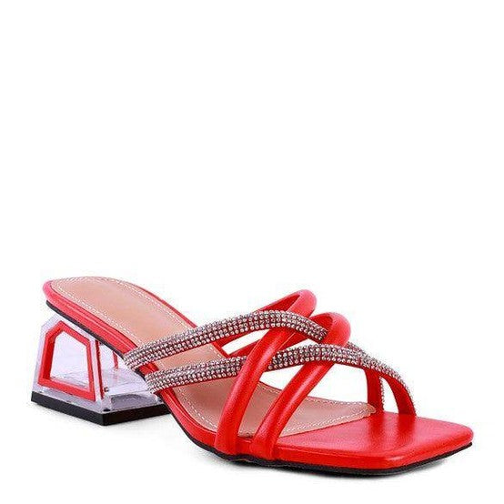Rag Company red fashion block heel shoes with stylish straps and rhinestone accents for trendy looks