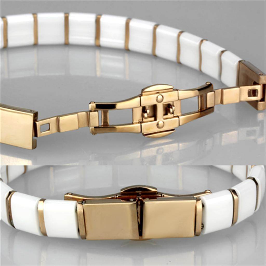 Elegant white and gold fashion bracelet for women vacation outfits with a secure clasp design