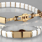 Elegant white and gold fashion bracelet for women vacation outfits with a secure clasp design