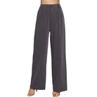 VacationGrabs women's high waist pinstripe trousers in dark gray with wide legs