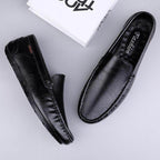 Stylish black breathable mens moccasins with soft leather for comfortable all-day wear