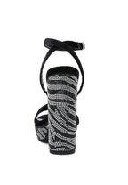 Women's diamante studded high heel sandals in black, perfect for special occasions